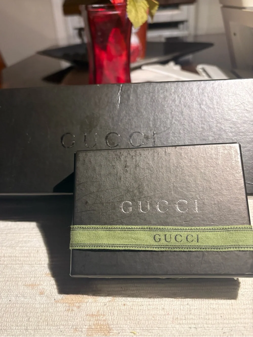 Gucci Black Box with Green Ribbon